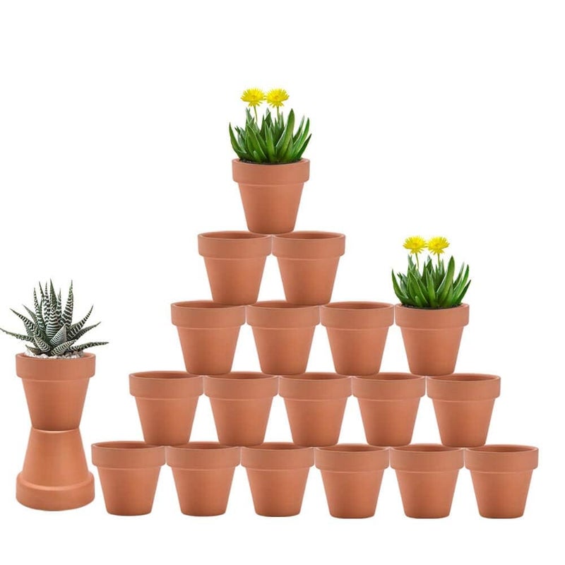 vensovo 3 Inch Terra Cotta & Terracotta Pots with Drainage - 20 Pack Clay Flowerpots, Succulent Nursery Planter Great for Plants, Crafts, Wedding Favor - Image 1
